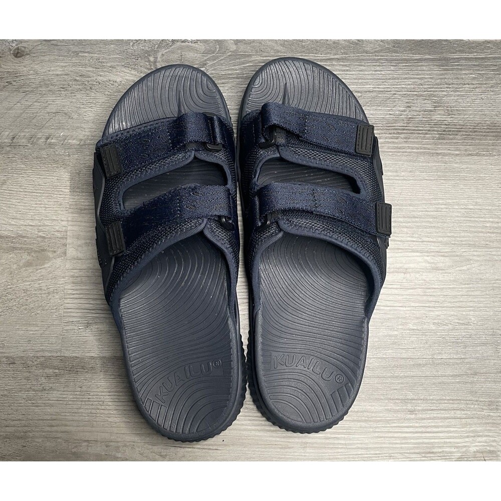 KuaiLu Mens Orthotic Sports Slide Sandals Adjustable Straps Blue Size 12